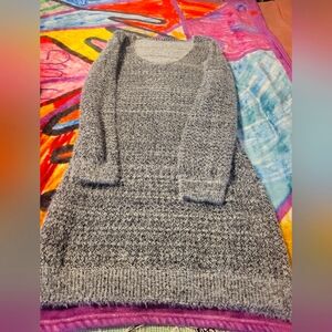 Shein Prive Scoop Neck Marled Knit Sweater Dress - Black Size Large 8/10